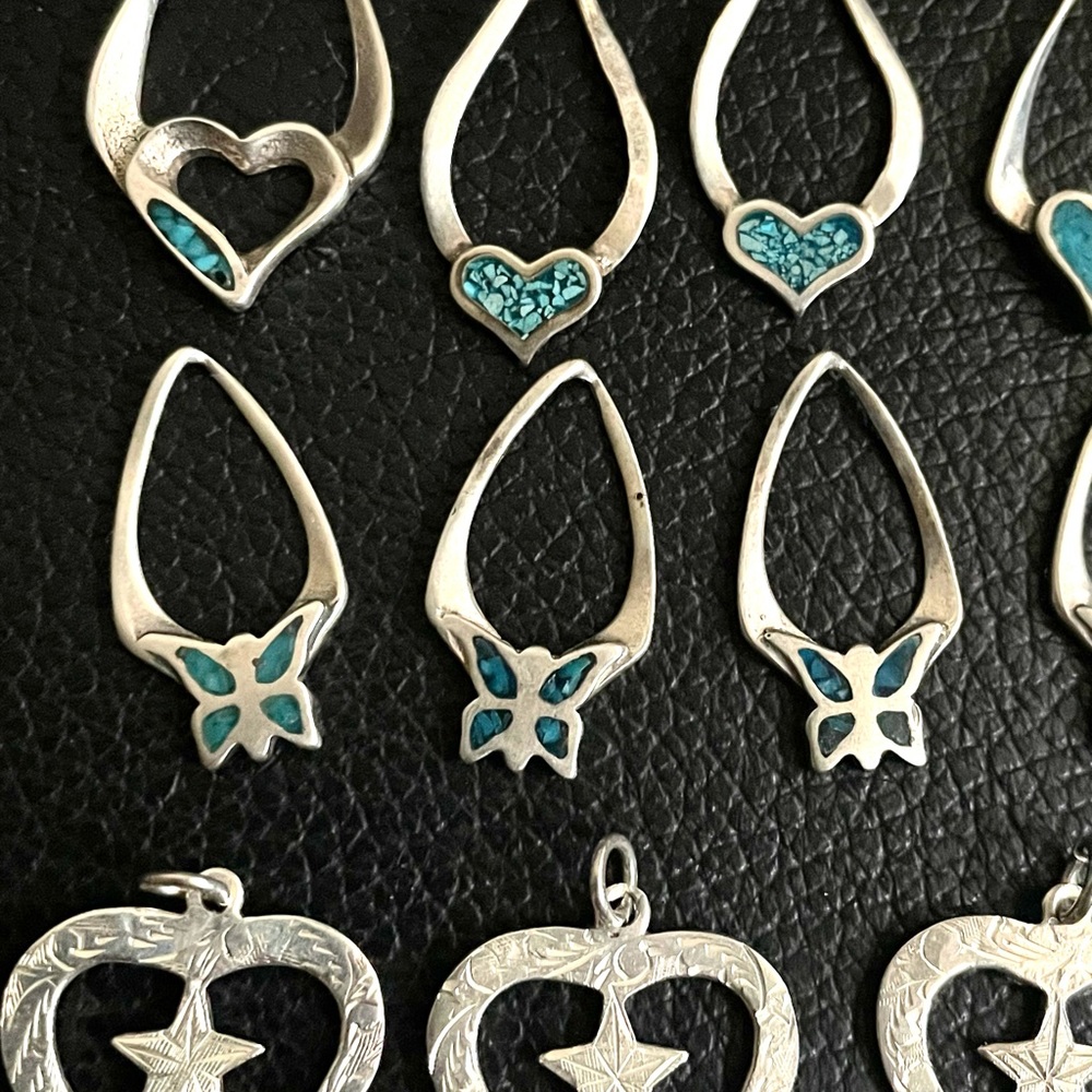 Lot of sterling silver Mexican turquoise pendants - Picture 4 of 11